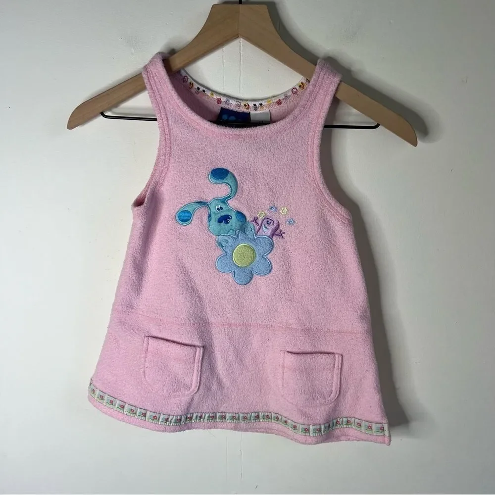 Vintage 1999 Blues Clues Terry Cloth Pink Tank Top Dress size 4T